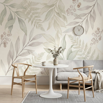 Watercolor Texture Wallpaper Botanical Fern Wall Mural