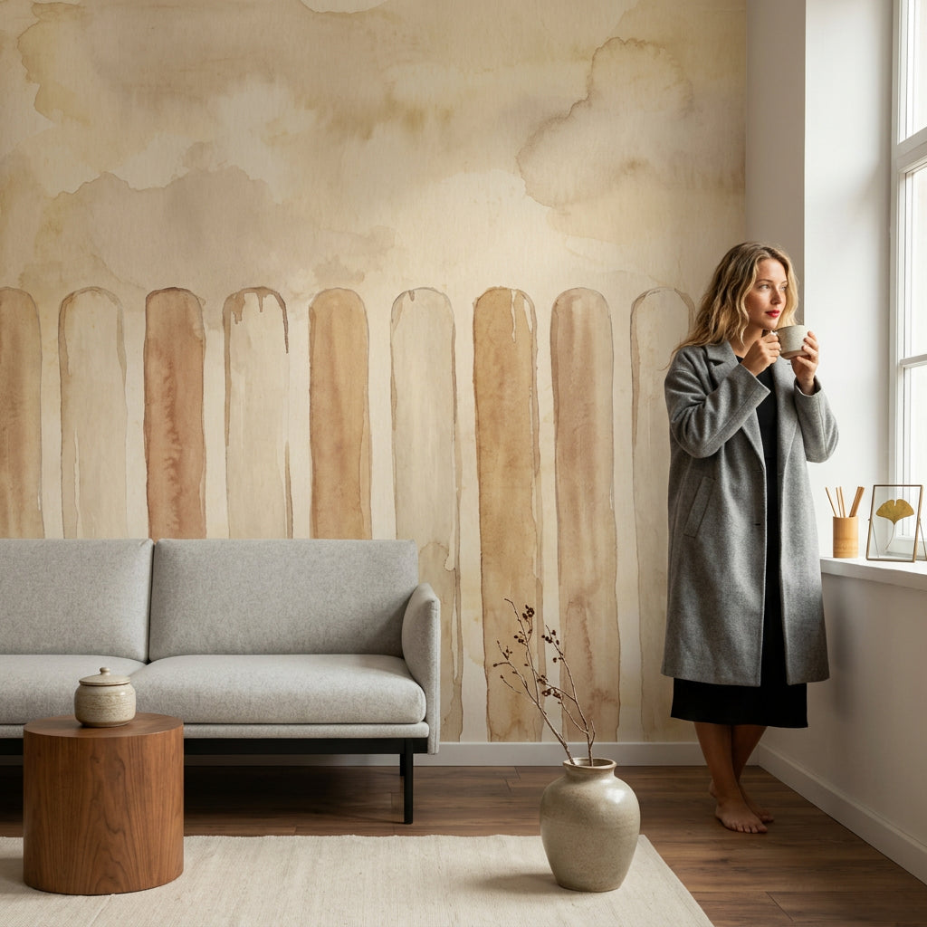 Abstract Wallpaper Watercolor Striped Removable Wall Decor
