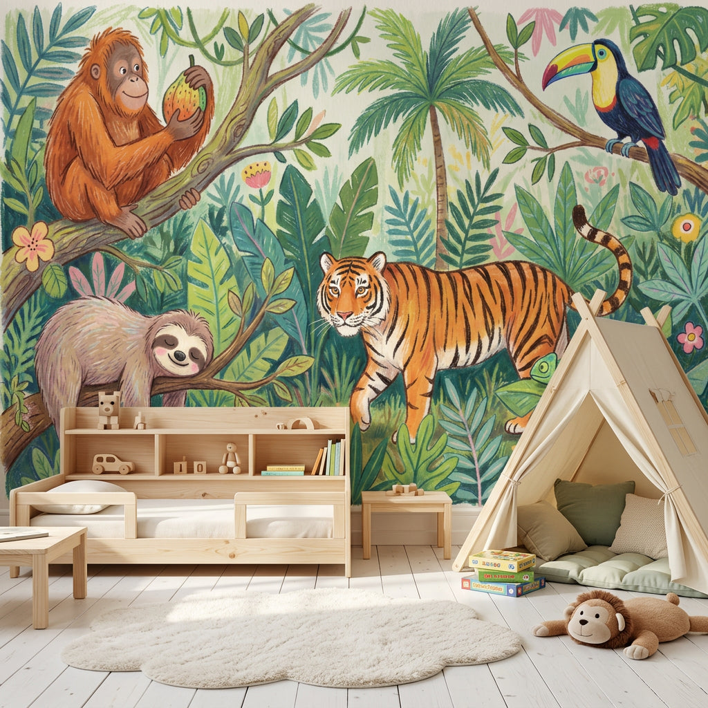 Jungle Vibe Wallpaper Shades Of Green Tropical Wall Mural