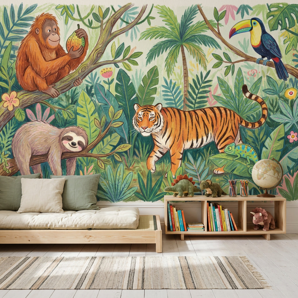 Jungle Vibe Wallpaper Shades Of Green Tropical Wall Mural