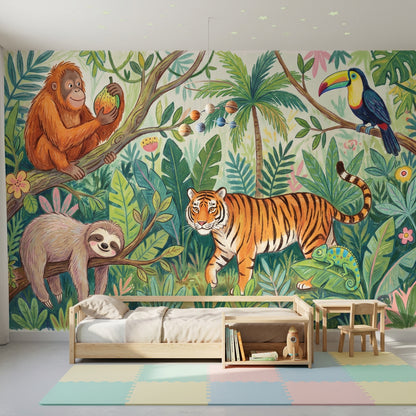 Jungle Vibe Wallpaper Shades Of Green Tropical Wall Mural