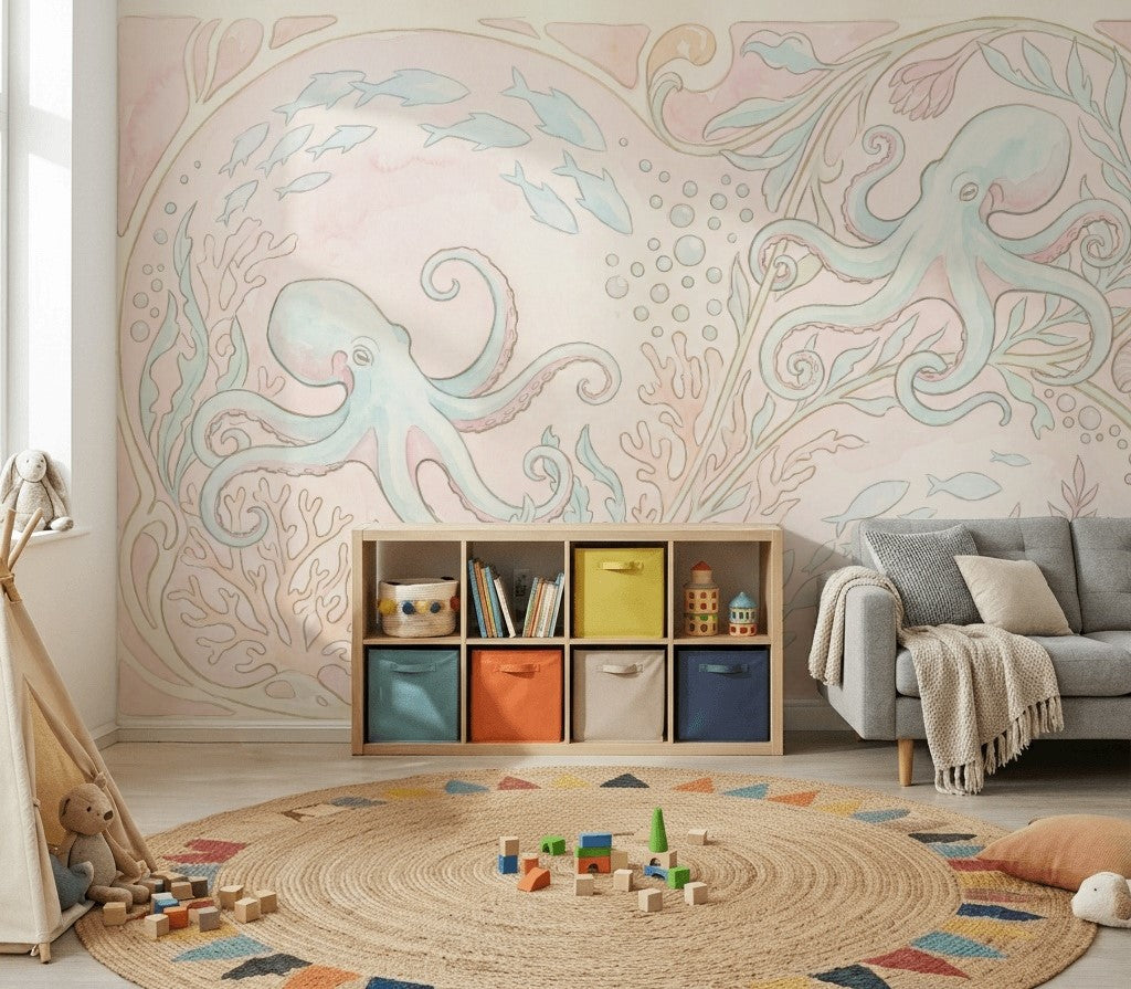 Octopus Wallpaper Underwater Sea Life Removable Wall Decor