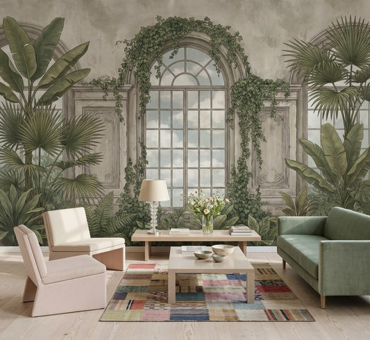Cloudy Sky Wallpaper Muted Green Removable Wall Decor