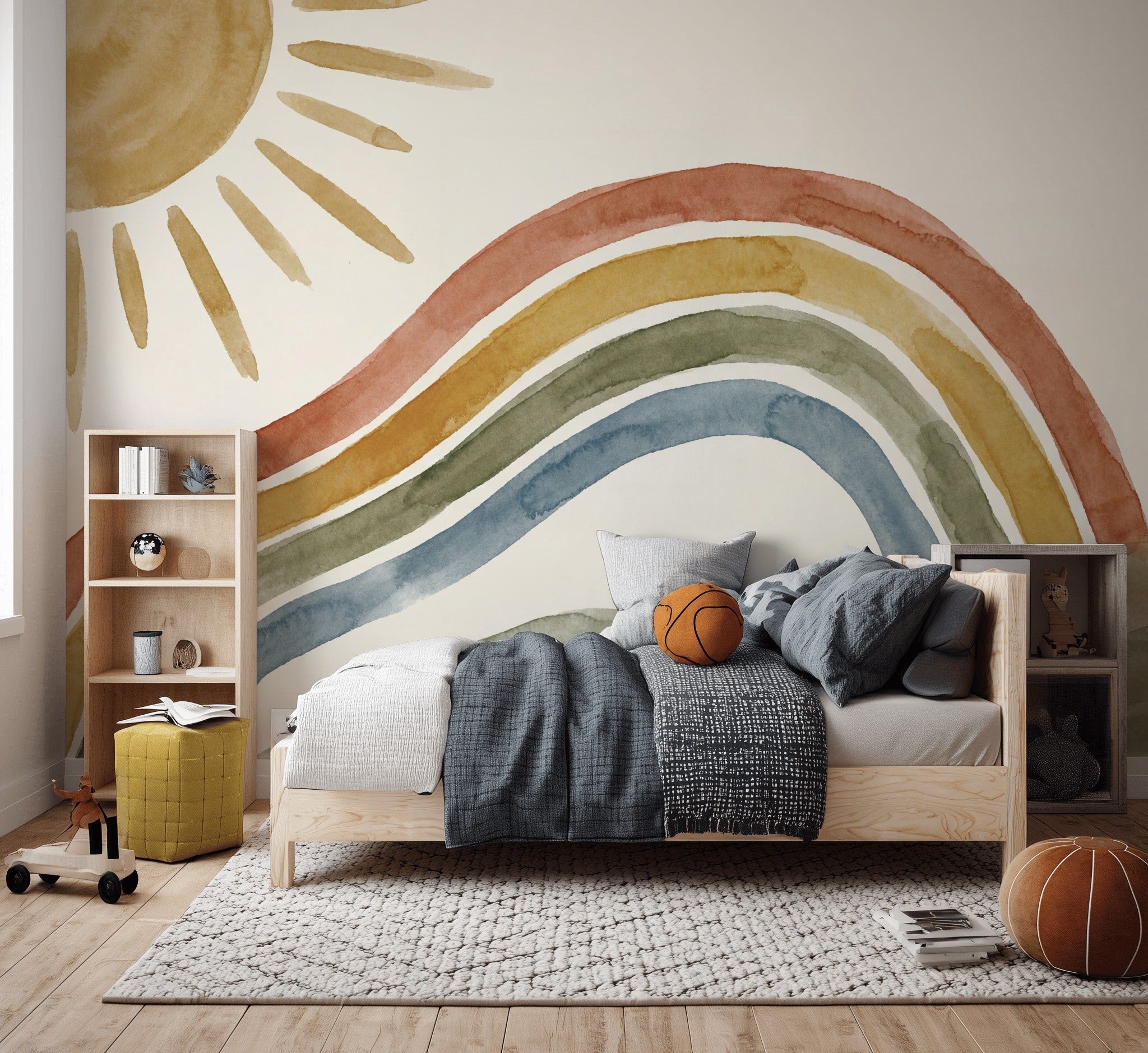 Watercolor Texture Wallpaper Hand Painted Soft Wash Removable Wall Decor