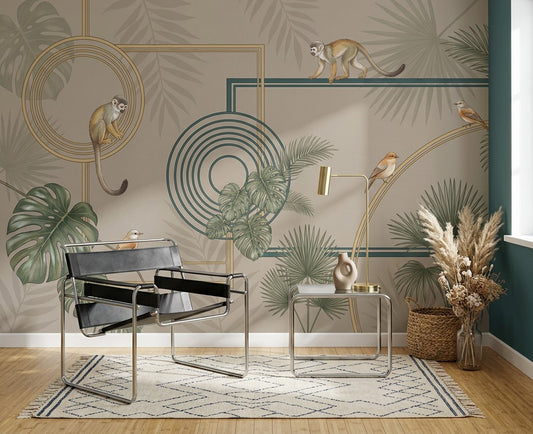 Art Deco Wallpaper Tropical Removable Geometric Frames Wall Decor