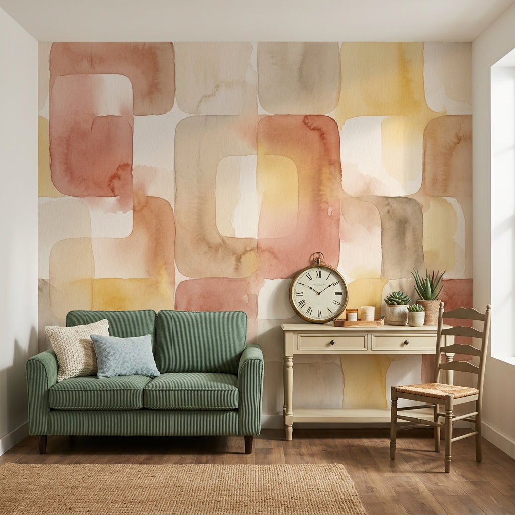 Watercolor Texture Wallpaper Mid Century Modern Removable Wall Decor