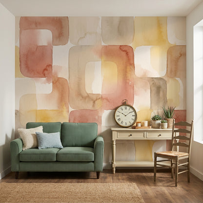 Watercolor Texture Wallpaper Mid Century Modern Removable Wall Decor