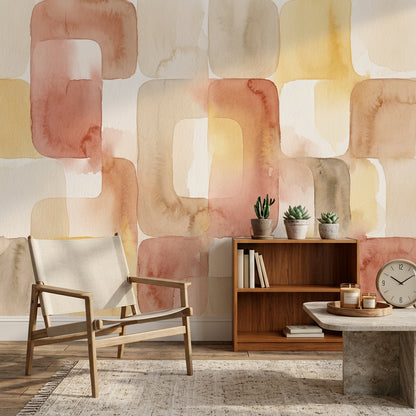Watercolor Texture Wallpaper Mid Century Modern Removable Wall Decor