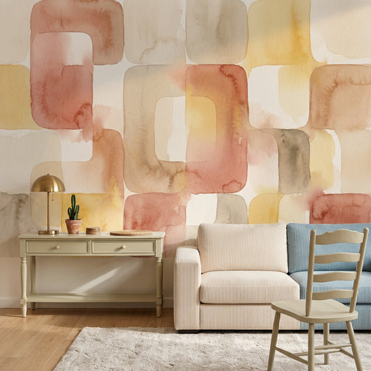 Watercolor Texture Wallpaper Mid Century Modern Removable Wall Decor