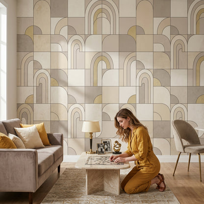 Geometric Wallpaper Arches Art Deco Removable Wall Decor