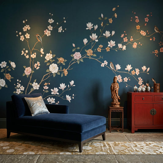 Muted Green Wallpaper Chinoiserie Removable Floral Wall Decor