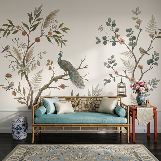 Muted Green Wallpaper Sage Green Teal Wall Mural