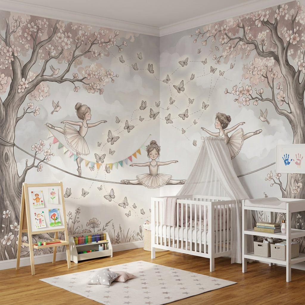 Cloudy Sky Wallpaper Meadow Flowers Removable Wall Decor