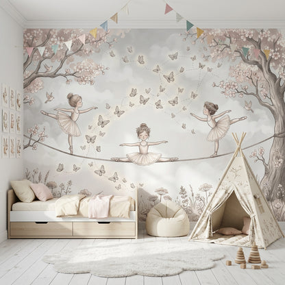 Cloudy Sky Wallpaper Meadow Flowers Removable Wall Decor