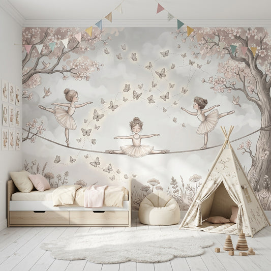 Cloudy Sky Wallpaper Meadow Flowers Removable Wall Decor