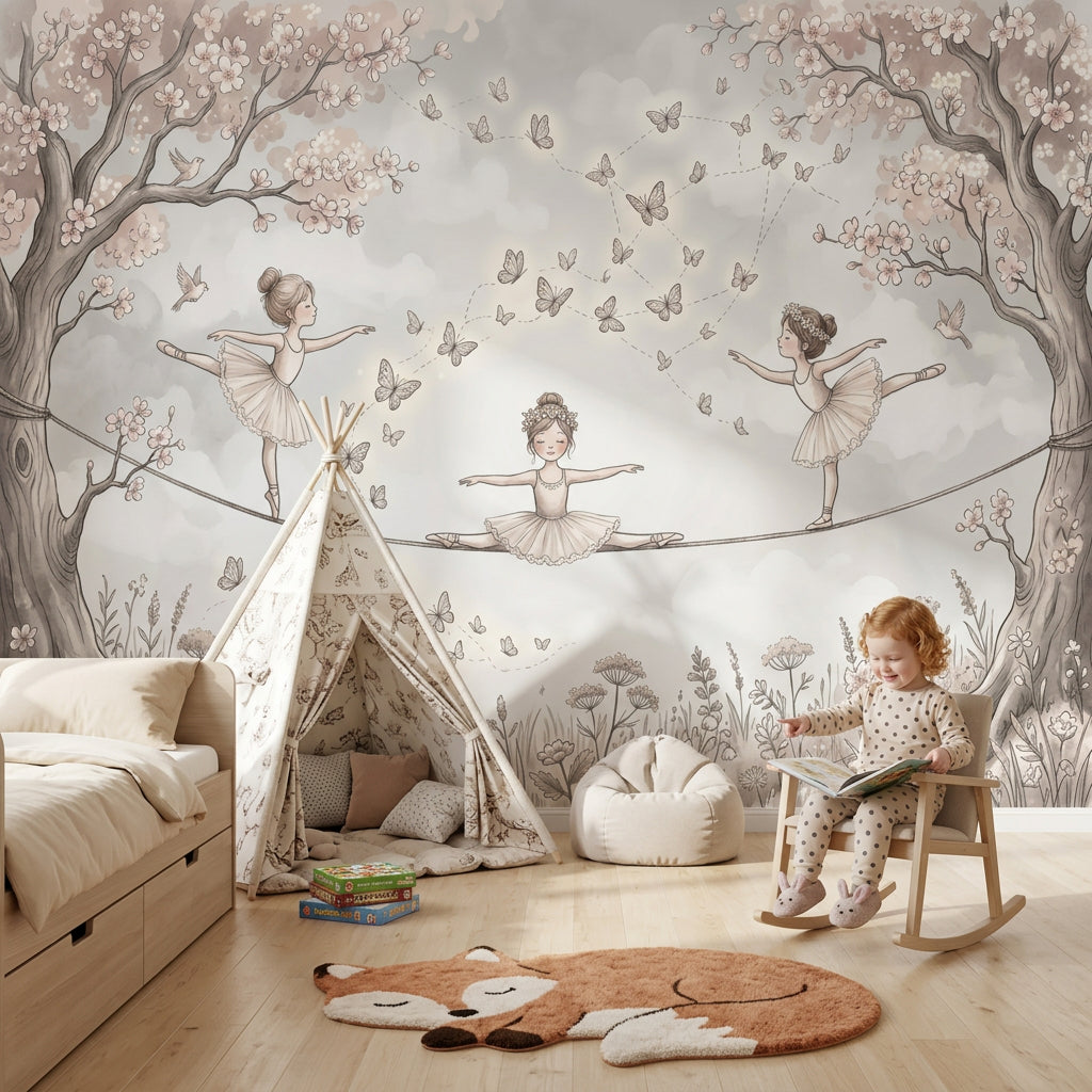 Cloudy Sky Wallpaper Meadow Flowers Removable Wall Decor