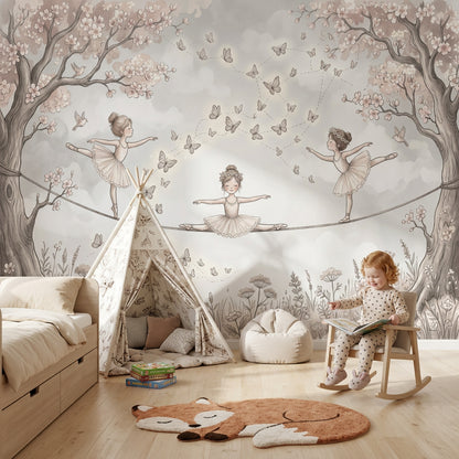 Cloudy Sky Wallpaper Meadow Flowers Removable Wall Decor