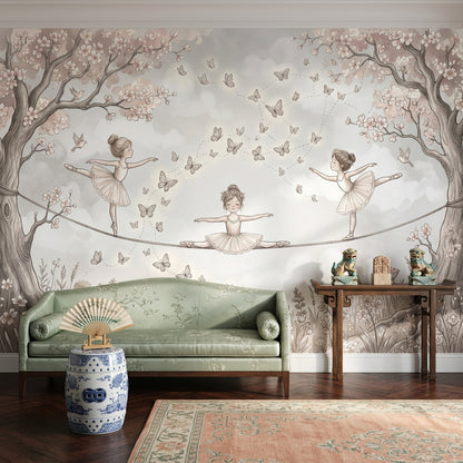 Cloudy Sky Wallpaper Meadow Flowers Removable Wall Decor