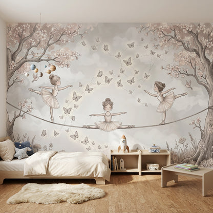 Cloudy Sky Wallpaper Meadow Flowers Removable Wall Decor