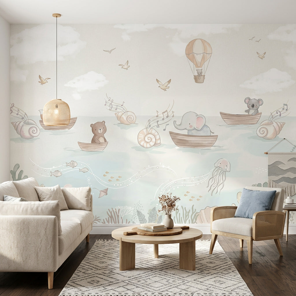 Cloudy Sky Wallpaper Hot Air Balloon Cloudy Sky Wall Mural