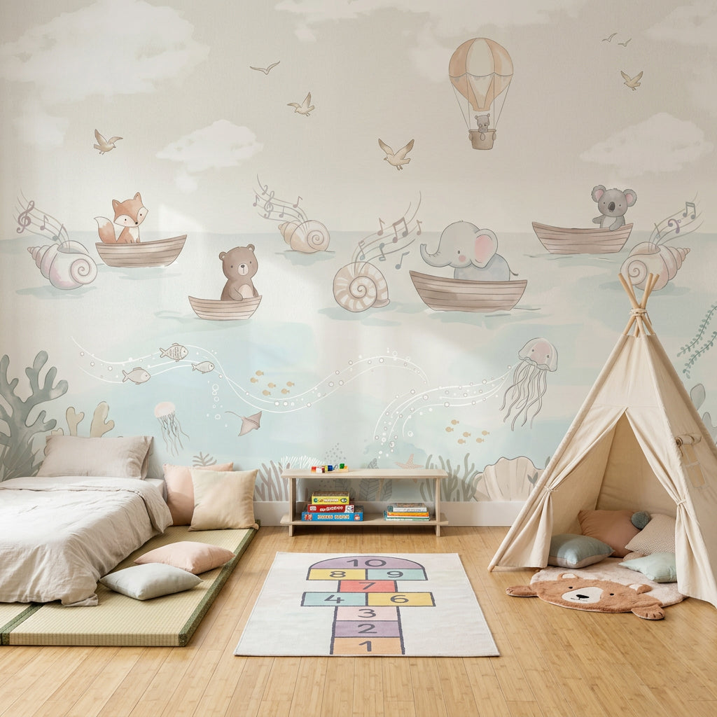 Cloudy Sky Wallpaper Hot Air Balloon Cloudy Sky Wall Mural