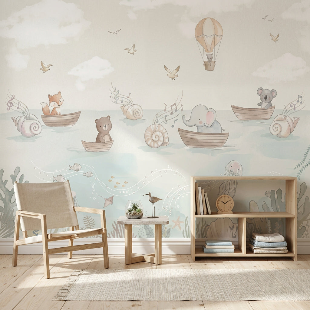 Cloudy Sky Wallpaper Hot Air Balloon Cloudy Sky Wall Mural