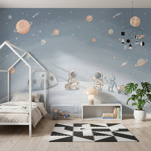 Watercolor Texture Wallpaper Space Illustration Moon Hotel Wall Mural