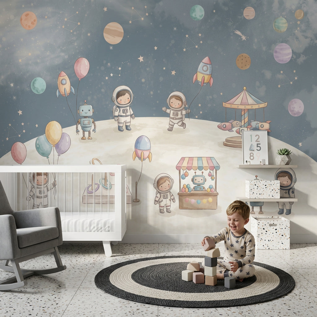 Astronaut Kids Wallpaper Planets Removable Stars And Constellations Wall Decor