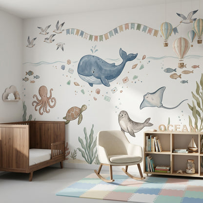 Underwater Wallpaper Coastal Whale Removable Wall Decor