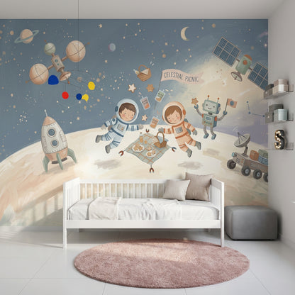 With Stars Wallpaper Starry Sky Removable Galaxy Wall Decor