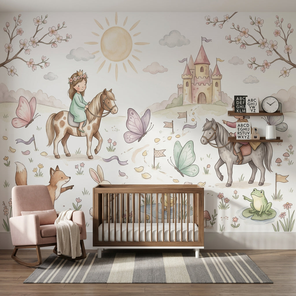 White Background Wallpaper Pastel Butterflies Removable Wall Decor