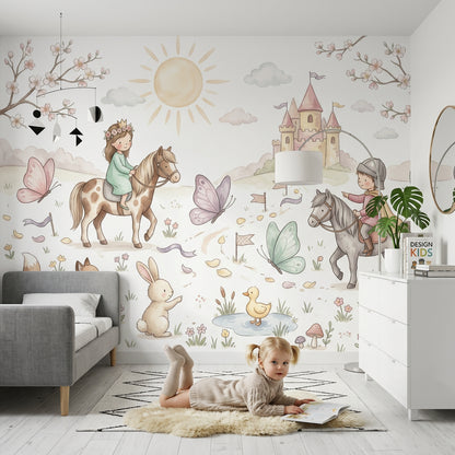 White Background Wallpaper Pastel Butterflies Removable Wall Decor