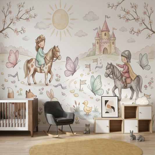 White Background Wallpaper Pastel Butterflies Removable Wall Decor