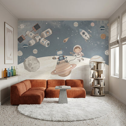 Astronaut Floating Wallpaper Space Explorer Galaxy Wall Mural