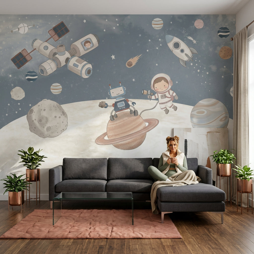 Astronaut Floating Wallpaper Space Explorer Galaxy Wall Mural