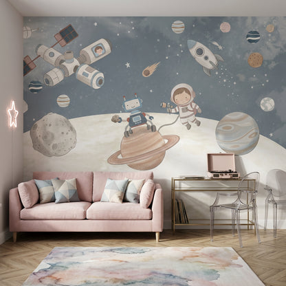 Astronaut Floating Wallpaper Space Explorer Galaxy Wall Mural