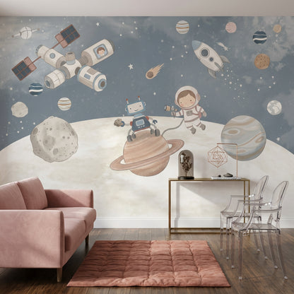 Astronaut Floating Wallpaper Space Explorer Galaxy Wall Mural