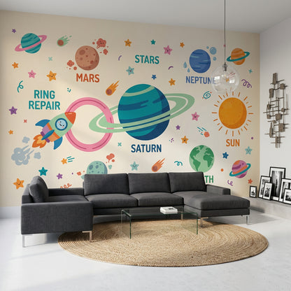 Saturn Wallpaper Space Planets Wall Mural