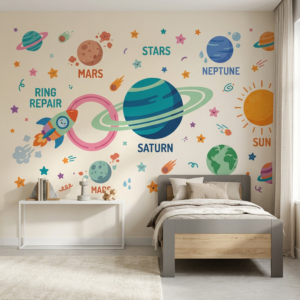 Saturn Wallpaper Space Planets Wall Mural