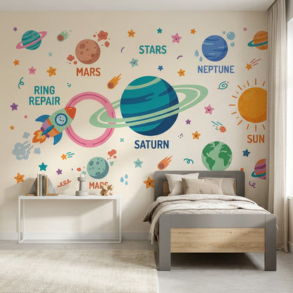 Saturn Wallpaper Space Planets Wall Mural