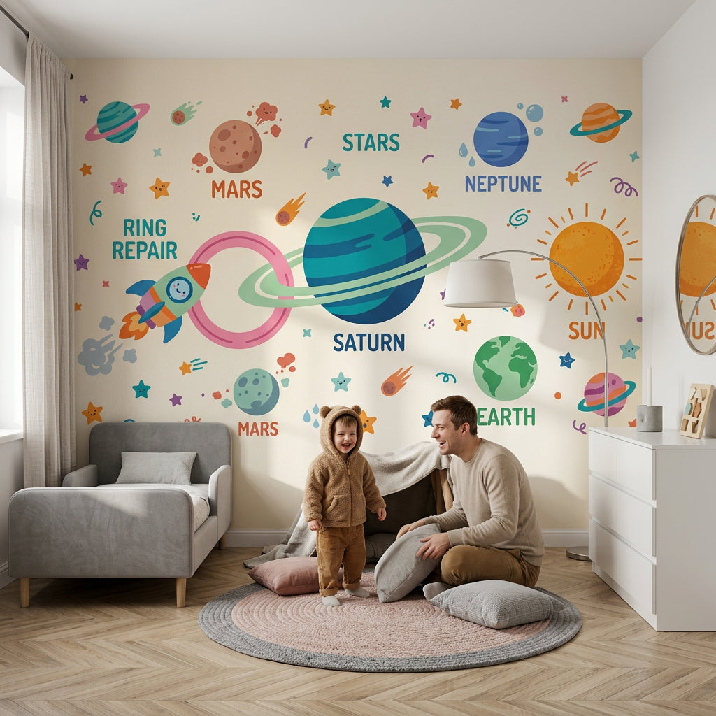 Saturn Wallpaper Space Planets Wall Mural