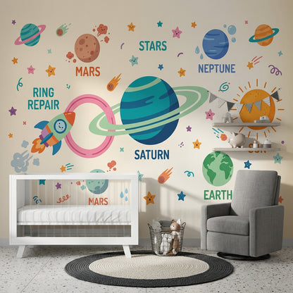 Saturn Wallpaper Space Planets Wall Mural