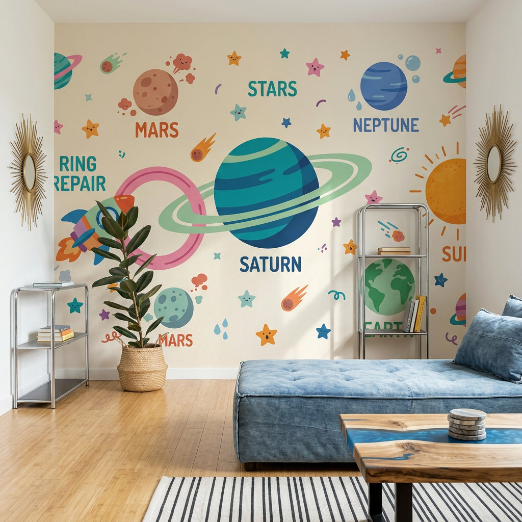 Saturn Wallpaper Space Planets Wall Mural