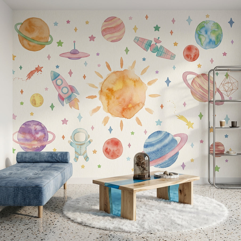 White Background Wallpaper Space Watercolor Wall Mural