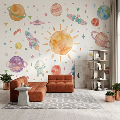 White Background Wallpaper Space Watercolor Wall Mural