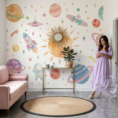 White Background Wallpaper Space Watercolor Wall Mural