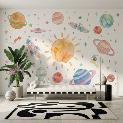 White Background Wallpaper Space Watercolor Wall Mural