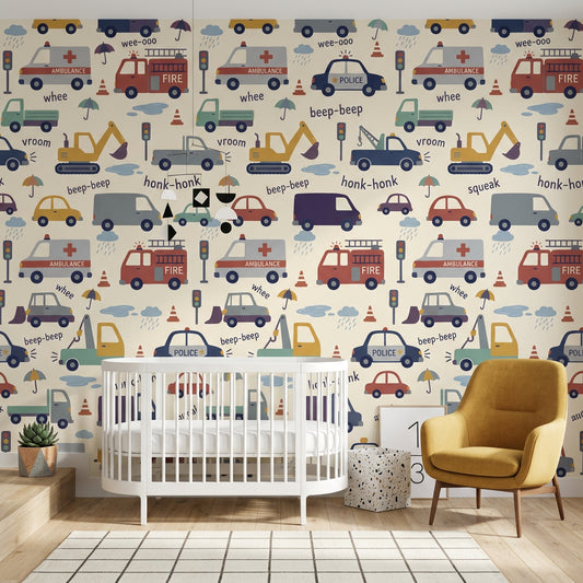 Kids Wallpaper Vehicles Traffic Removable Wall Decor
