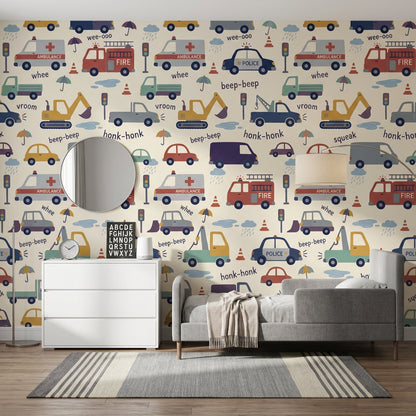Kids Wallpaper Vehicles Traffic Removable Wall Decor