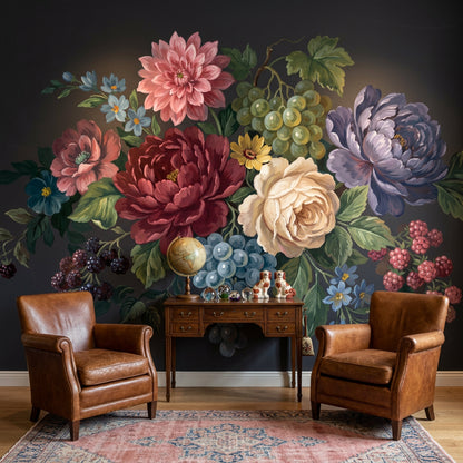 Dark Floral Wallpaper Moody Botanical Vintage Flower Wall Mural